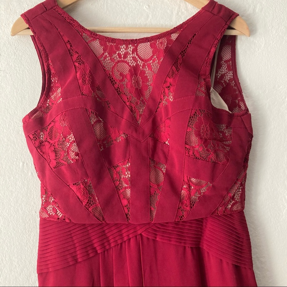 NWT Red Lace Detail Floor Length Formal Dress Size L Bridesmaid Gown - Picture 5 of 13